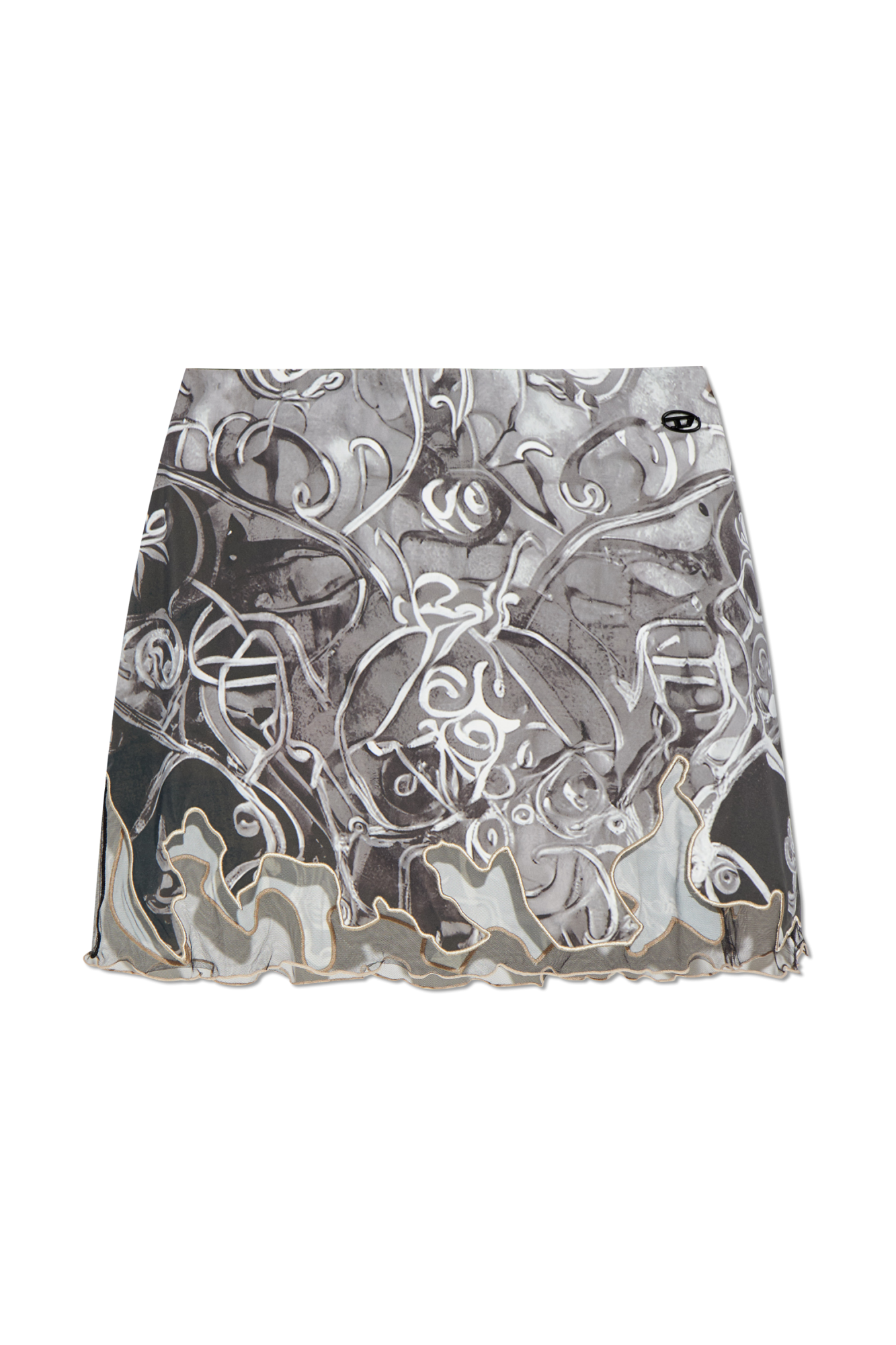 スカート DIESEL 'O-Lane-R1' skirt O-LANE-R1 Nylon mini skirt with tulle insert｜ブラック